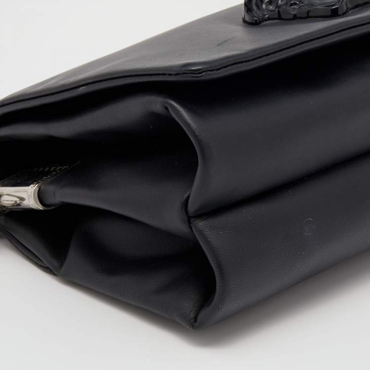 Pre Owned Versace Black Leather Medusa Crossbody Bag