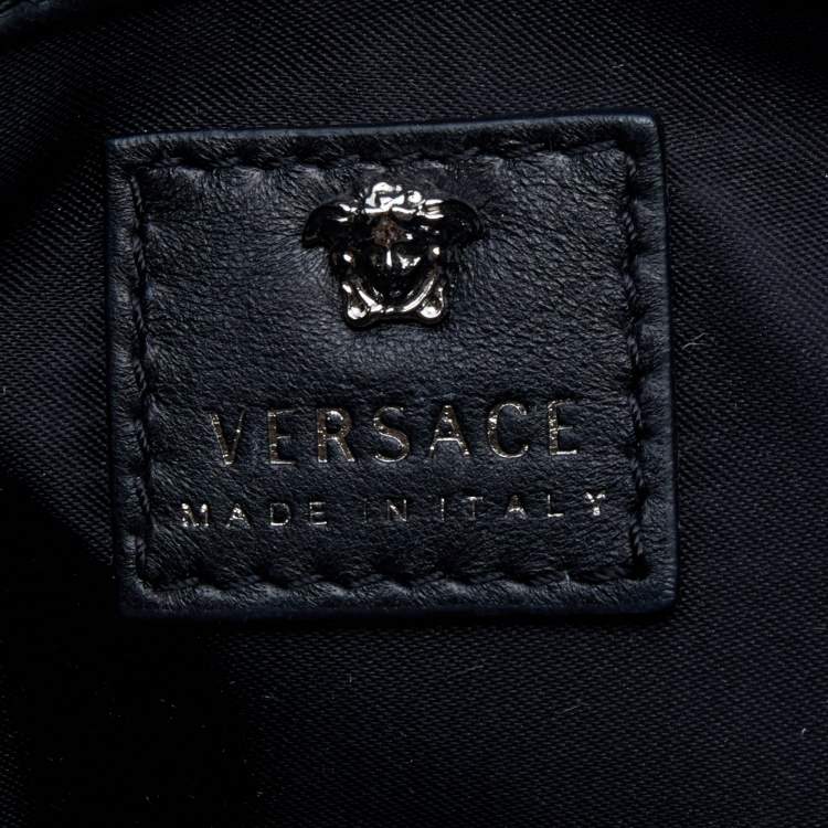 Pre Owned Versace Black Leather Medusa Crossbody Bag