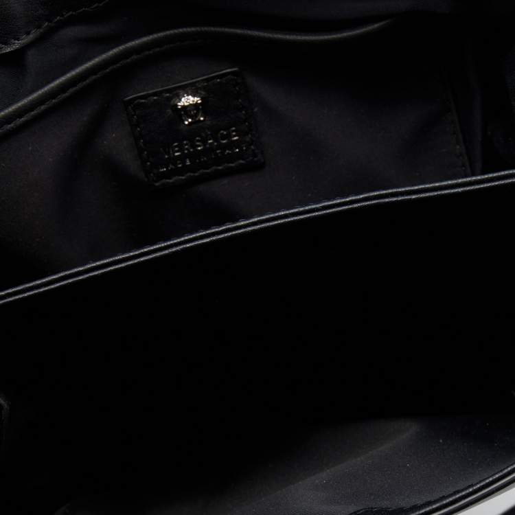 Pre Owned Versace Black Leather Medusa Crossbody Bag