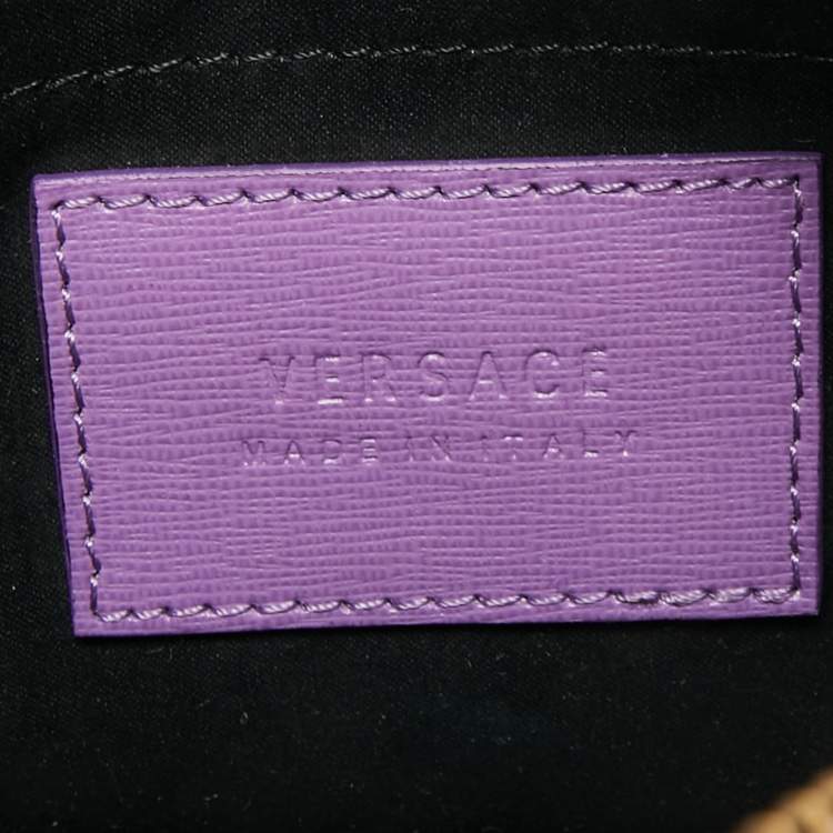 Pre Owned Versace Purple Leather Palazzo Camera Crossbody Bag 