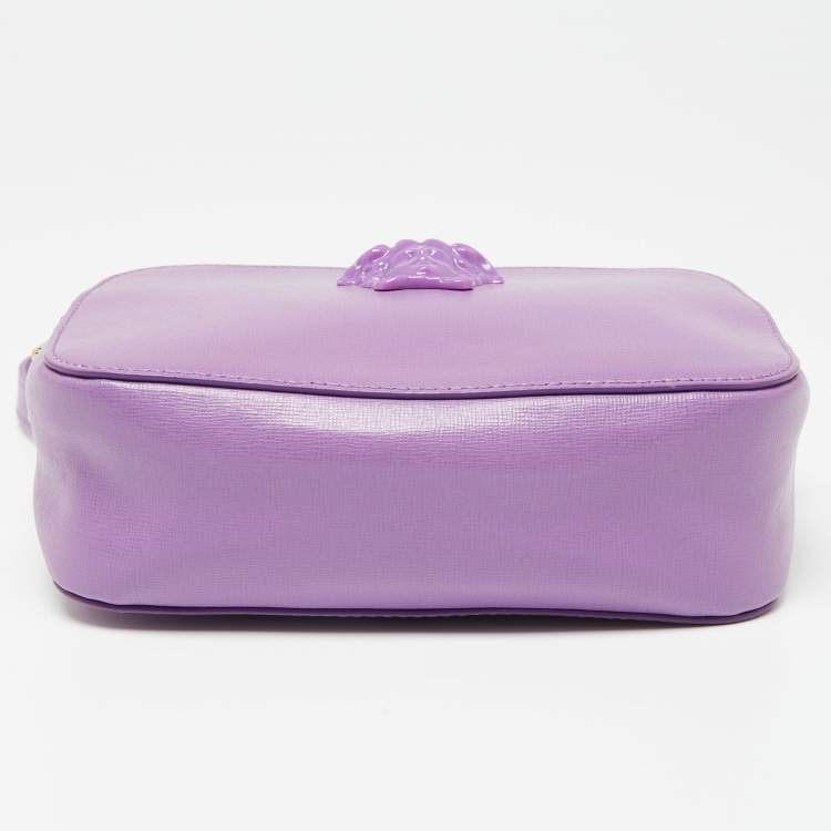Pre Owned Versace Purple Leather Palazzo Camera Crossbody Bag 