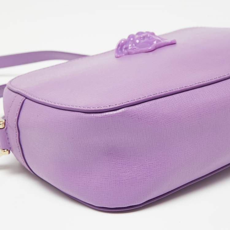 Pre Owned Versace Purple Leather Palazzo Camera Crossbody Bag 