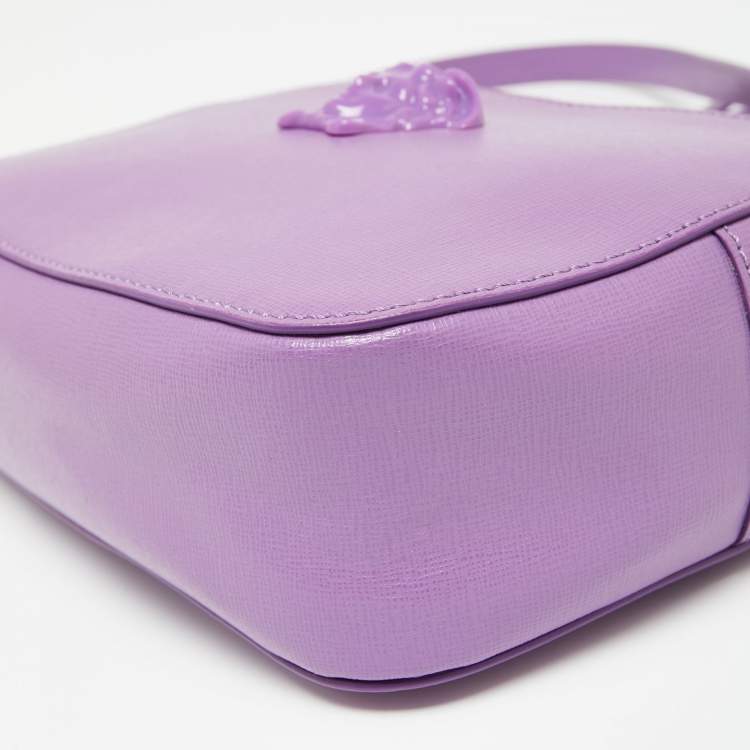 Pre Owned Versace Purple Leather Palazzo Camera Crossbody Bag 