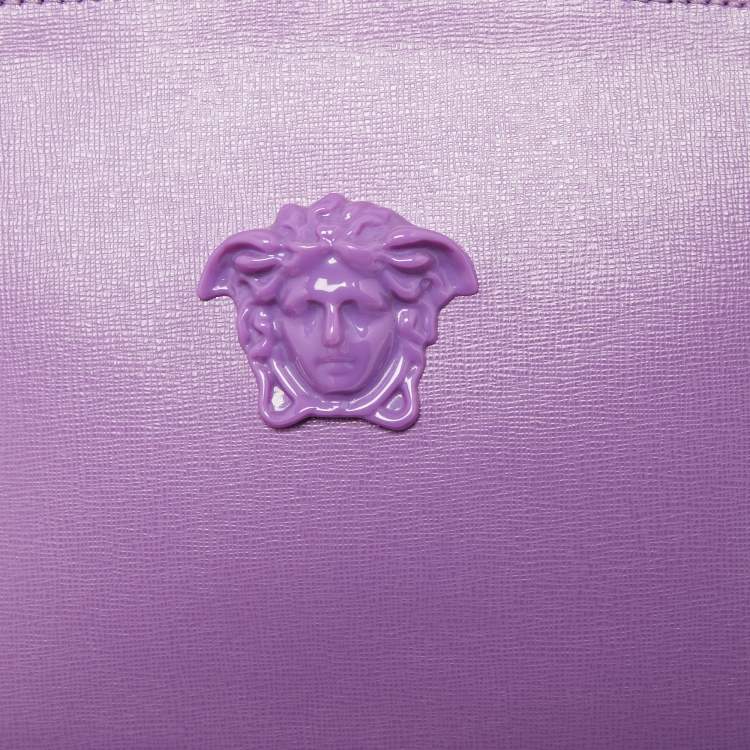 Pre Owned Versace Purple Leather Palazzo Camera Crossbody Bag 