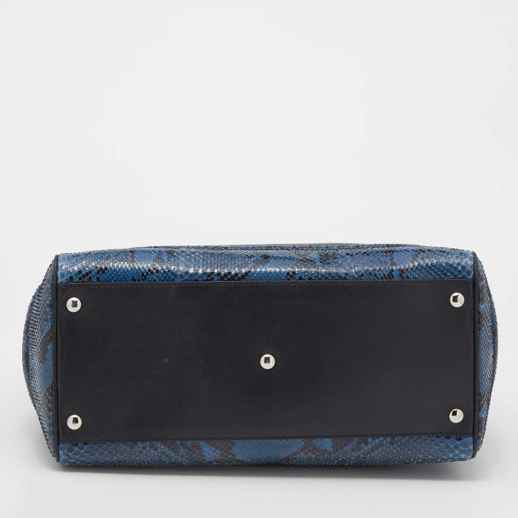 Pre Owned Versace Black/Blue Python And Leather Medusa Palazzo Empire Tote