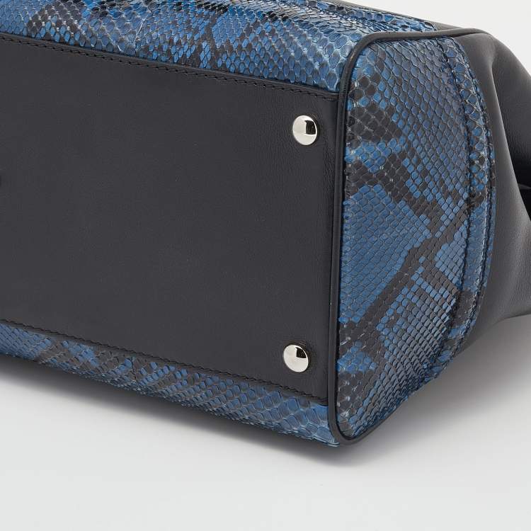 Pre Owned Versace Black/Blue Python And Leather Medusa Palazzo Empire Tote