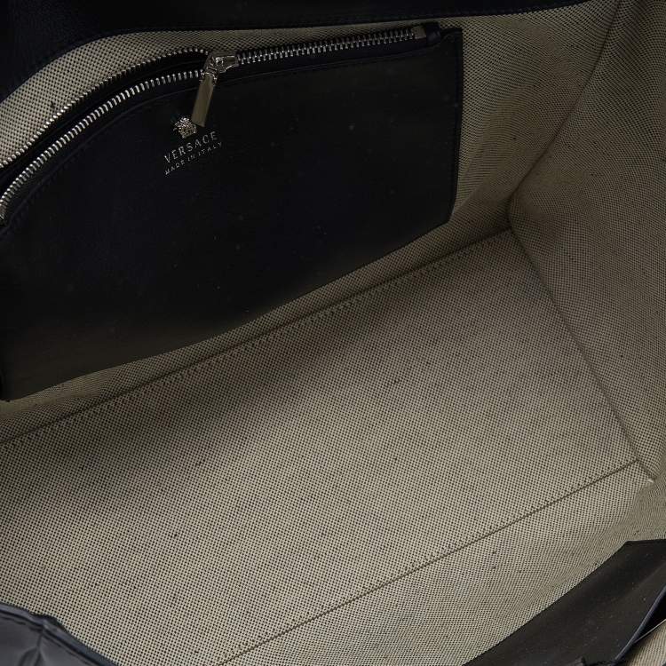 Pre Owned Versace Black/Blue Python And Leather Medusa Palazzo Empire Tote