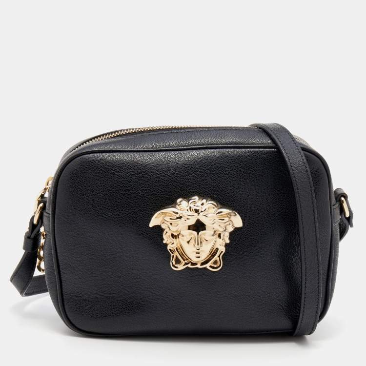 Versace Black Leather Donna Palazzo Shoulder Bag Versace