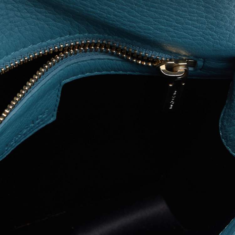 Pre Owned Versace Blue Leather Medusa Buckle Flap Crossbody Bag