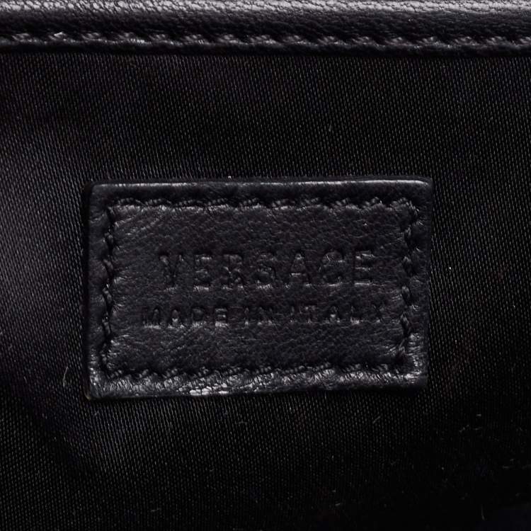 Pre Owned Versace Black Leather Small Medusa Medallion Tote