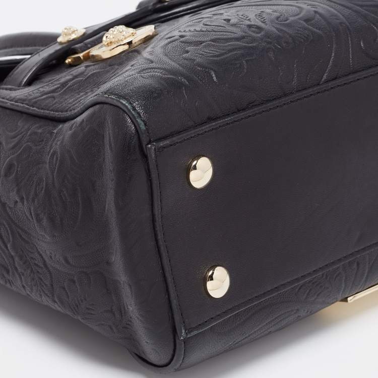 Pre Owned Versace Black Leather Small Medusa Medallion Tote