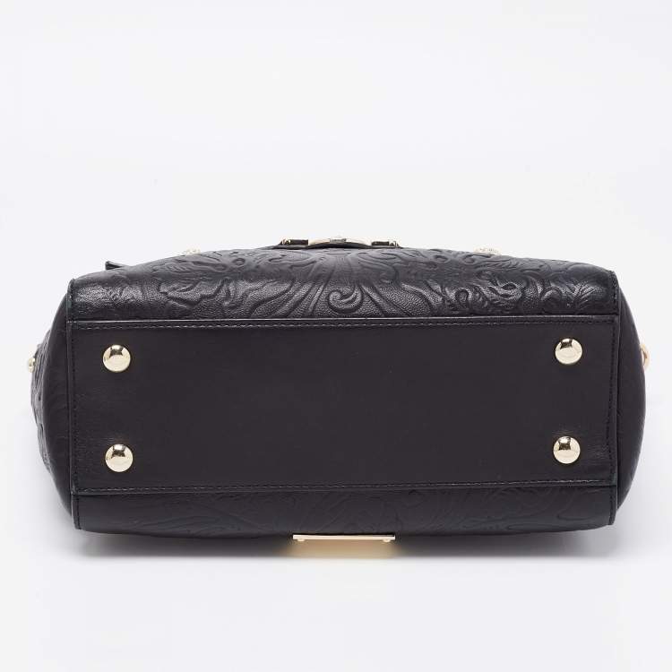 Pre Owned Versace Black Leather Small Medusa Medallion Tote