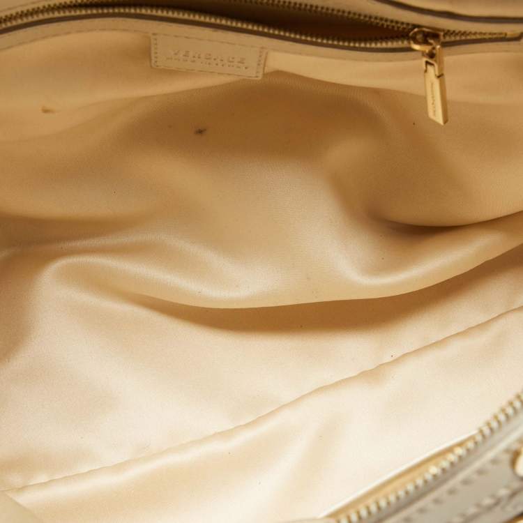 Pre Owned Versace Metallic Pearl Leather Snap Out Of It Satchel