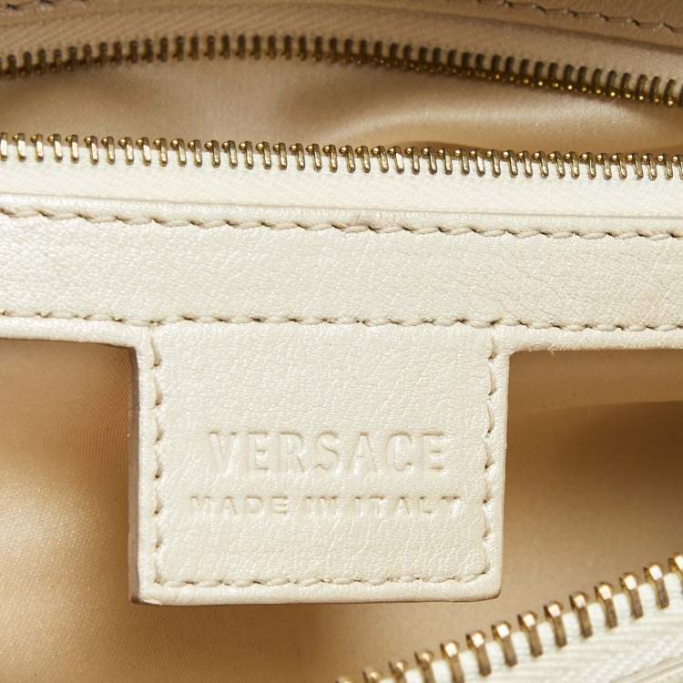 Pre Owned Versace Metallic Pearl Leather Snap Out Of It Satchel