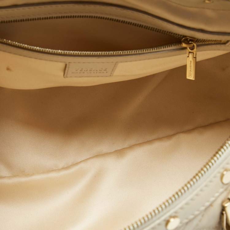Pre Owned Versace Metallic Pearl Leather Snap Out Of It Satchel