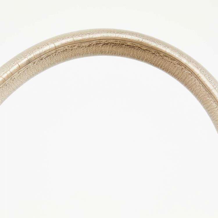 Pre Owned Versace Metallic Pearl Leather Snap Out Of It Satchel
