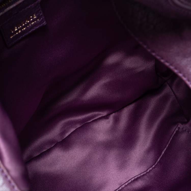Pre Owned Versace Purple Snakeskin and Leather Crystal Embellished Flap Hobo