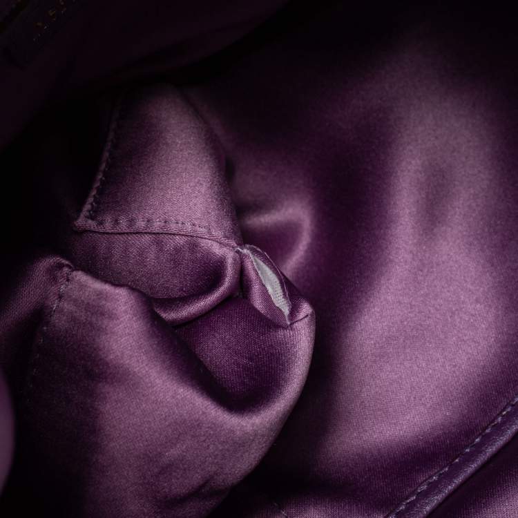 Pre Owned Versace Purple Snakeskin and Leather Crystal Embellished Flap Hobo