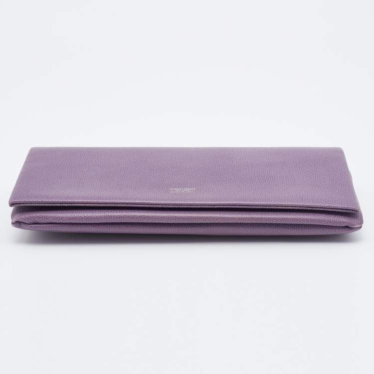 Pre Owned Giorgio Armani Purple Leather Chain Clutch