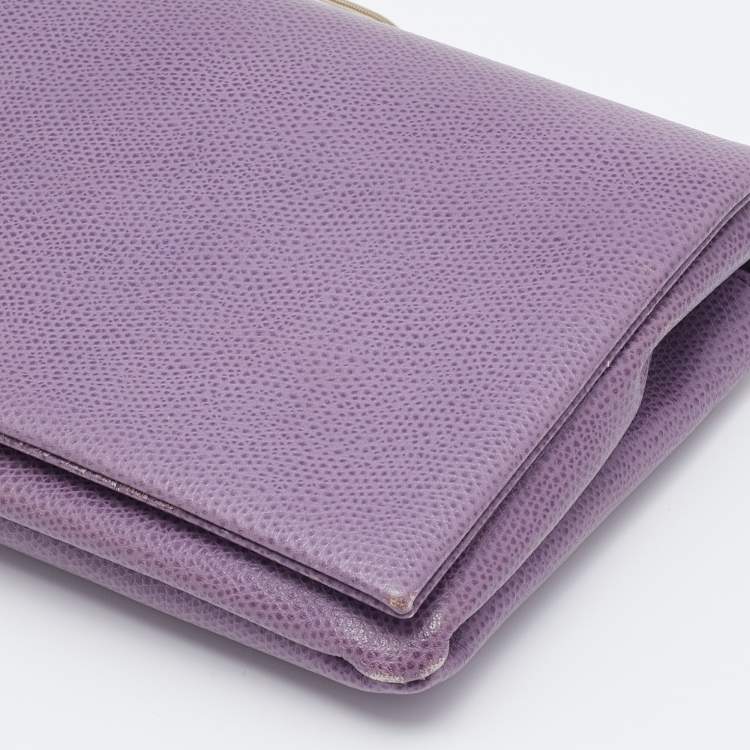 Pre Owned Giorgio Armani Purple Leather Chain Clutch