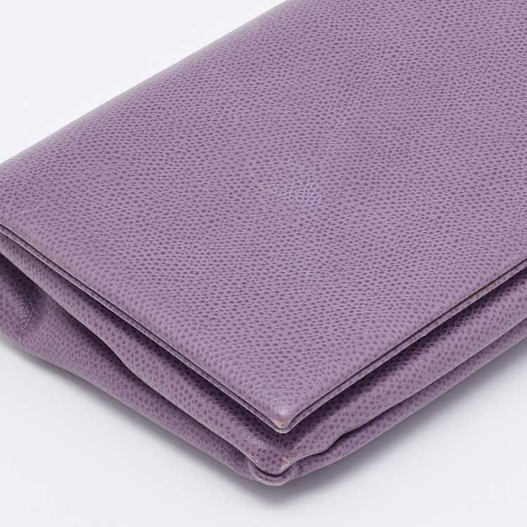 Pre Owned Giorgio Armani Purple Leather Chain Clutch