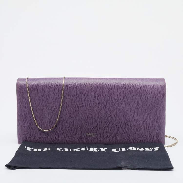 Pre Owned Giorgio Armani Purple Leather Chain Clutch