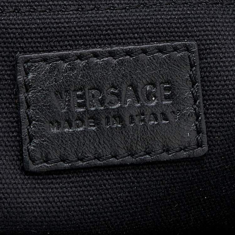 Pre Owned Versace Black/Yellow Barocco Medusa Print Leather Chain Shoulder Bag