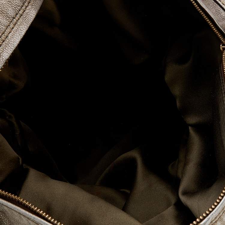 Pre Owned Versace Metallic Grey Leather Hobo