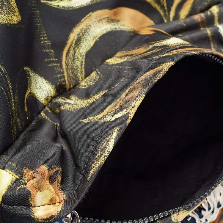 Pre Owned Versace Multicolor Printed Nylon and Leather Medusa Pallazo Backpack 