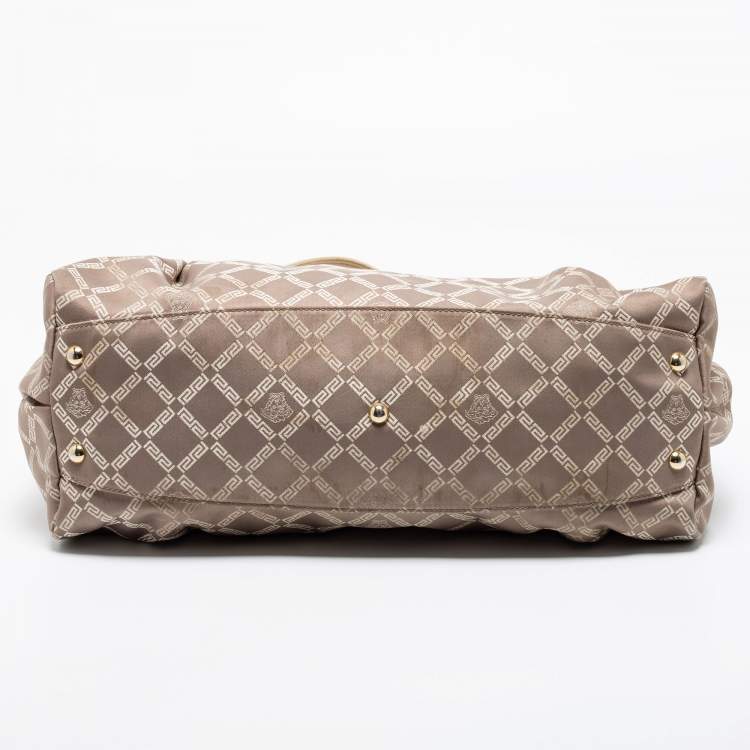 مملوكة مسبقًا Versace Grey/Silver Signature Canvas And Leather Satchel