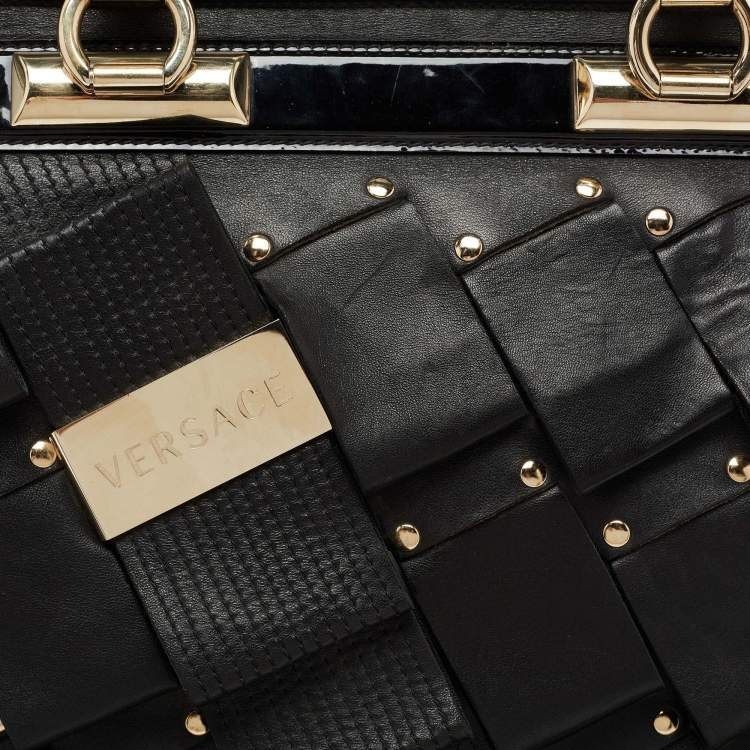 Pre Owned Versace Black Patent And Leather Vanitas Shopping Tote