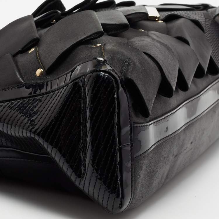 Pre Owned Versace Black Patent And Leather Vanitas Shopping Tote