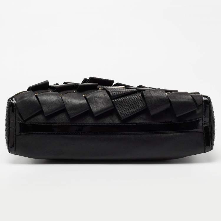 Pre Owned Versace Black Patent And Leather Vanitas Shopping Tote