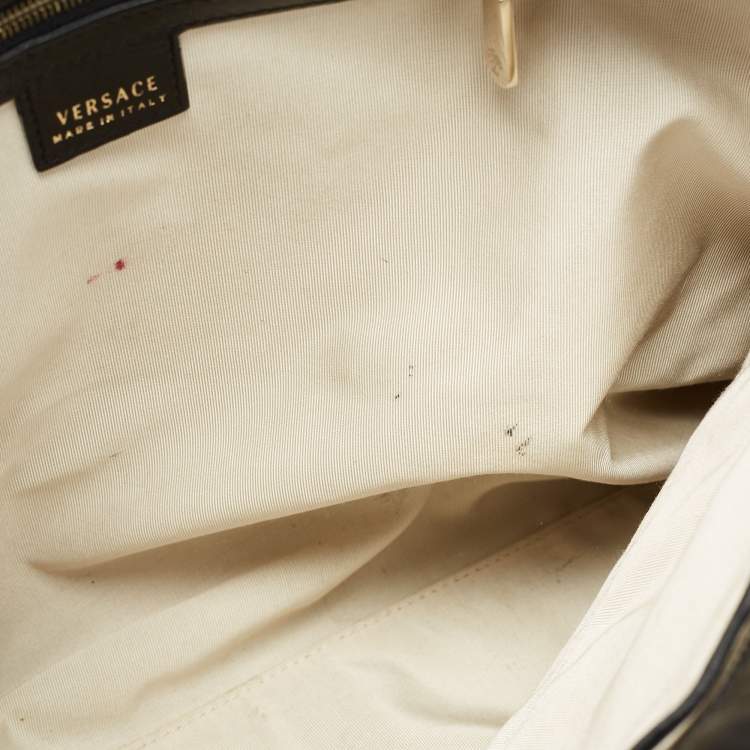 Pre Owned Versace Black Patent And Leather Vanitas Shopping Tote