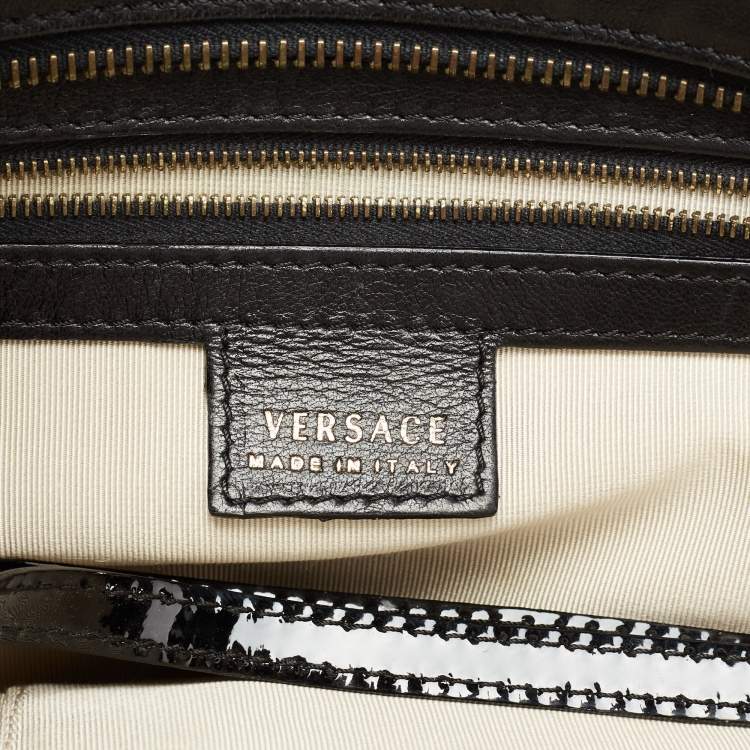 Pre Owned Versace Black Patent And Leather Vanitas Shopping Tote