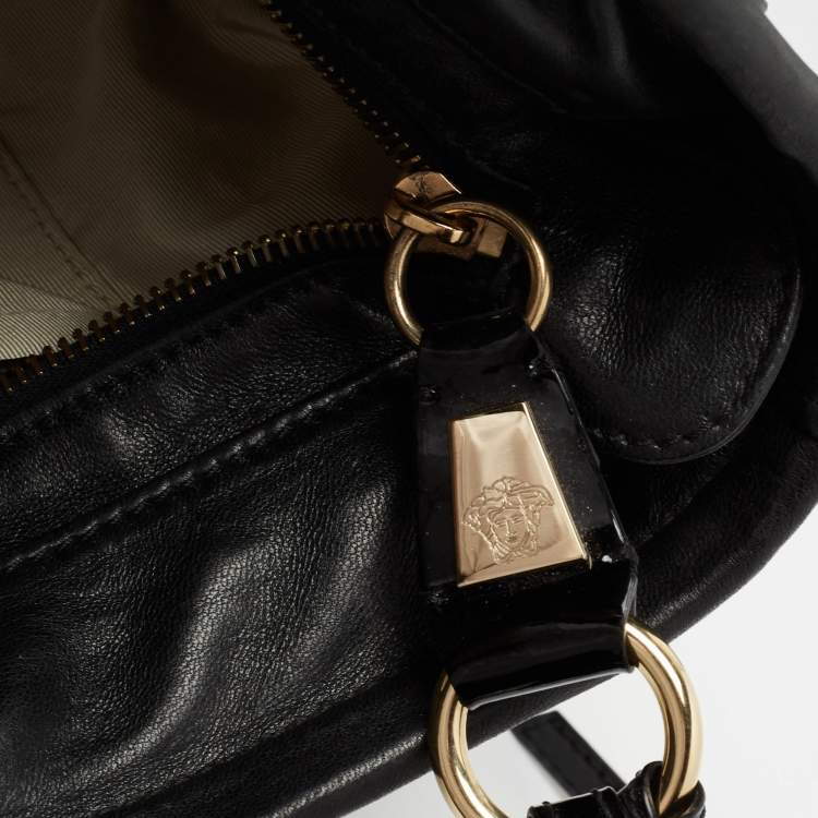 Pre Owned Versace Black Patent And Leather Vanitas Shopping Tote