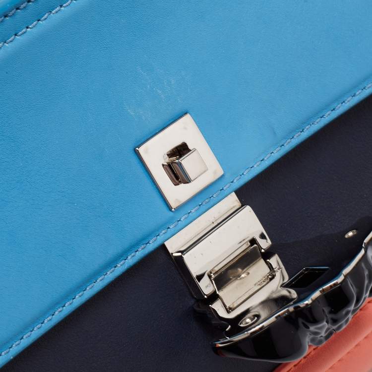 Pre Owned Versace Tri Color Leather Empire Palazzo Shoulder Bag