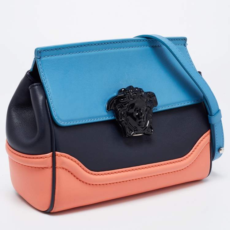 Pre Owned Versace Tri Color Leather Empire Palazzo Shoulder Bag