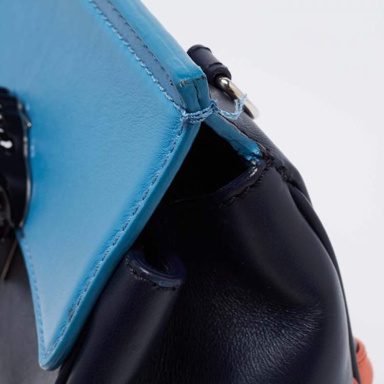 Pre Owned Versace Tri Color Leather Empire Palazzo Shoulder Bag