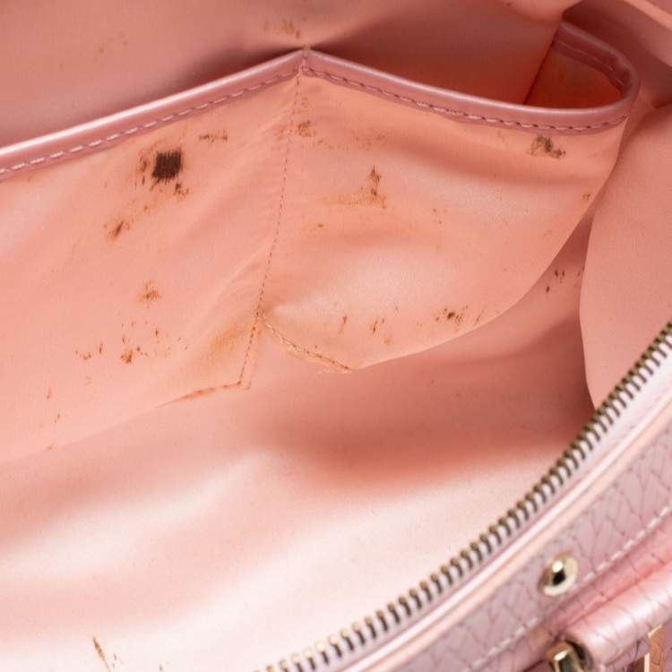 Pre Owned Versace Pink Braided Embossed Leather Snap Out Of It Satchel