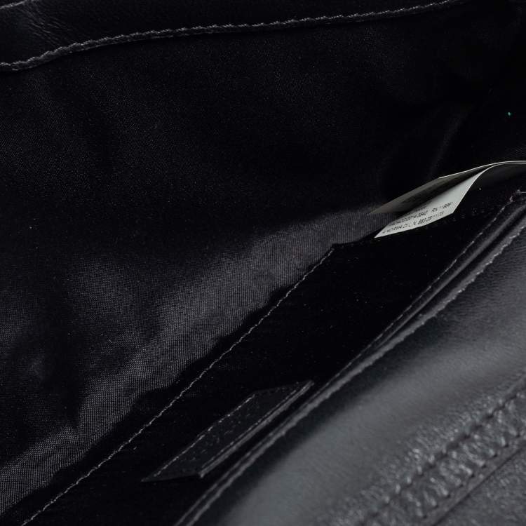Pre Owned Versace Black Quilted Leather Medusa Chain Clutch