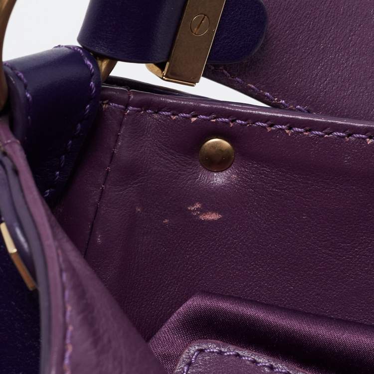 Pre Owned Versace Purple Embossed Leather Hobo