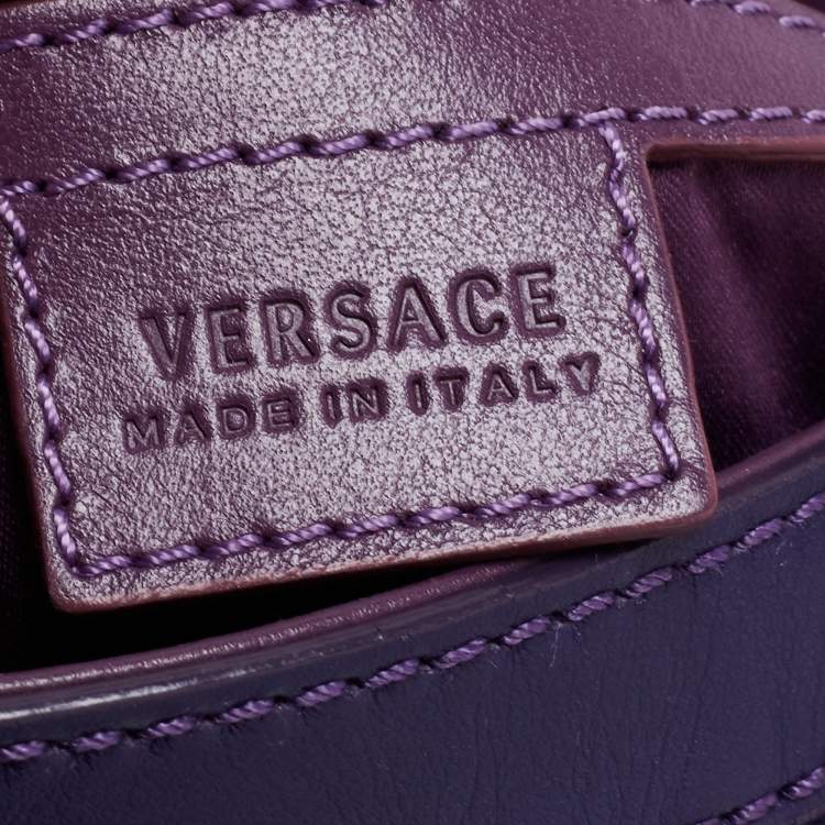 Pre Owned Versace Purple Embossed Leather Hobo