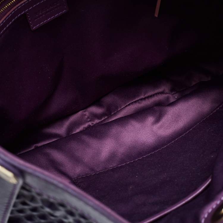Pre Owned Versace Purple Embossed Leather Hobo