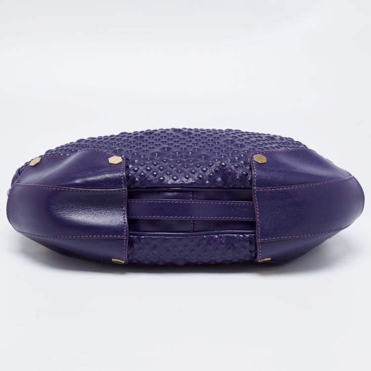 Pre Owned Versace Purple Embossed Leather Hobo