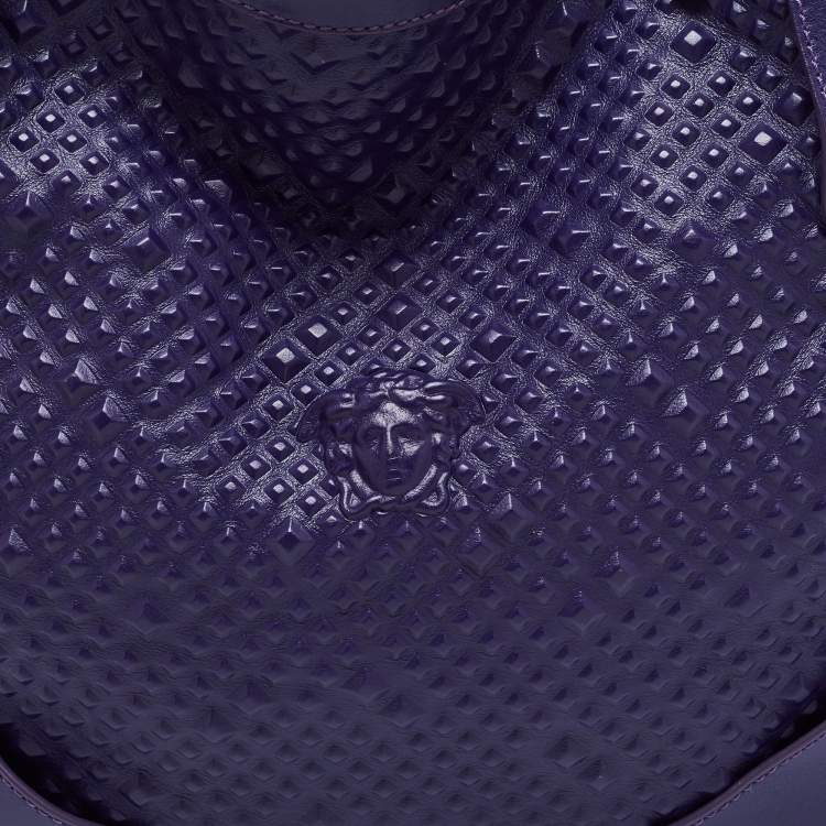 Pre Owned Versace Purple Embossed Leather Hobo