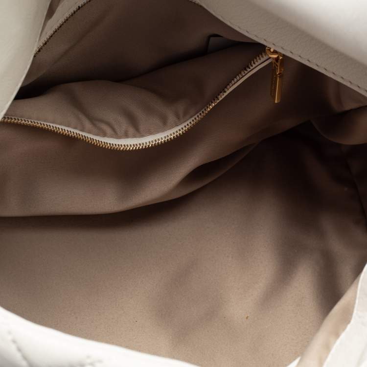 Pre Owned Versace White Quilted Leather Embroidered Barocco Shoulder Bag