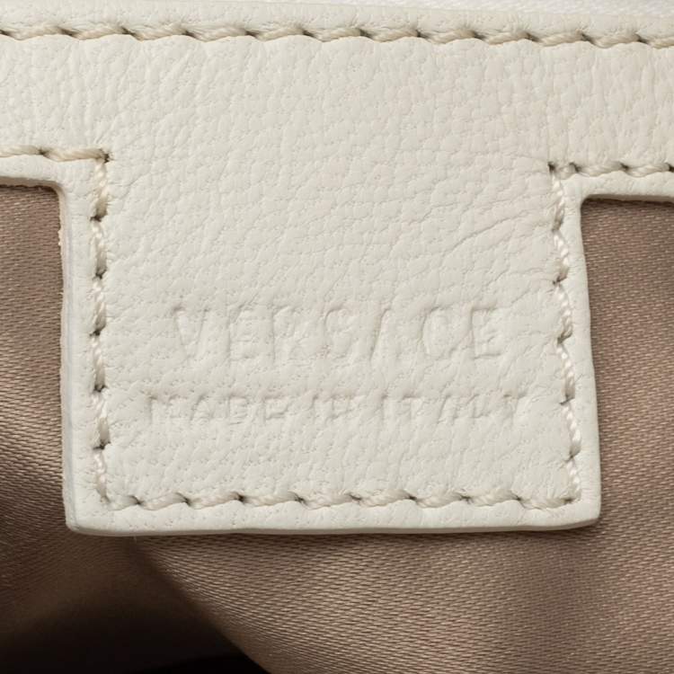 Pre Owned Versace White Quilted Leather Embroidered Barocco Shoulder Bag