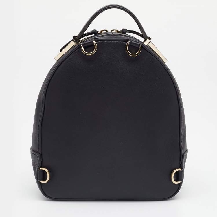 Pre Owned Versace Black Leather Mini Medusa Palazzo Backpack
