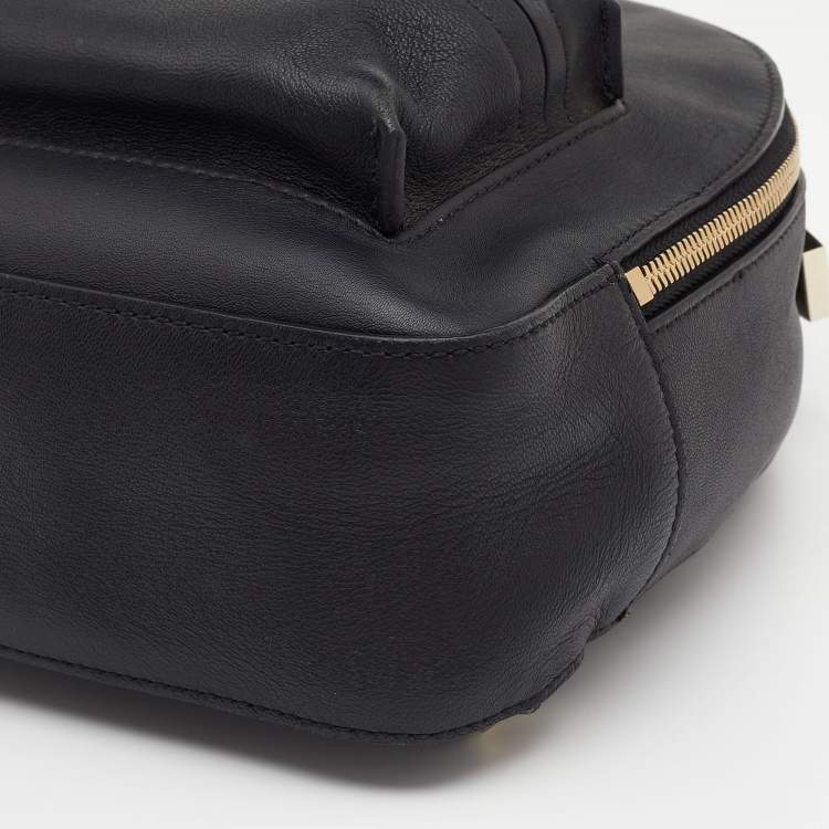 Pre Owned Versace Black Leather Mini Medusa Palazzo Backpack